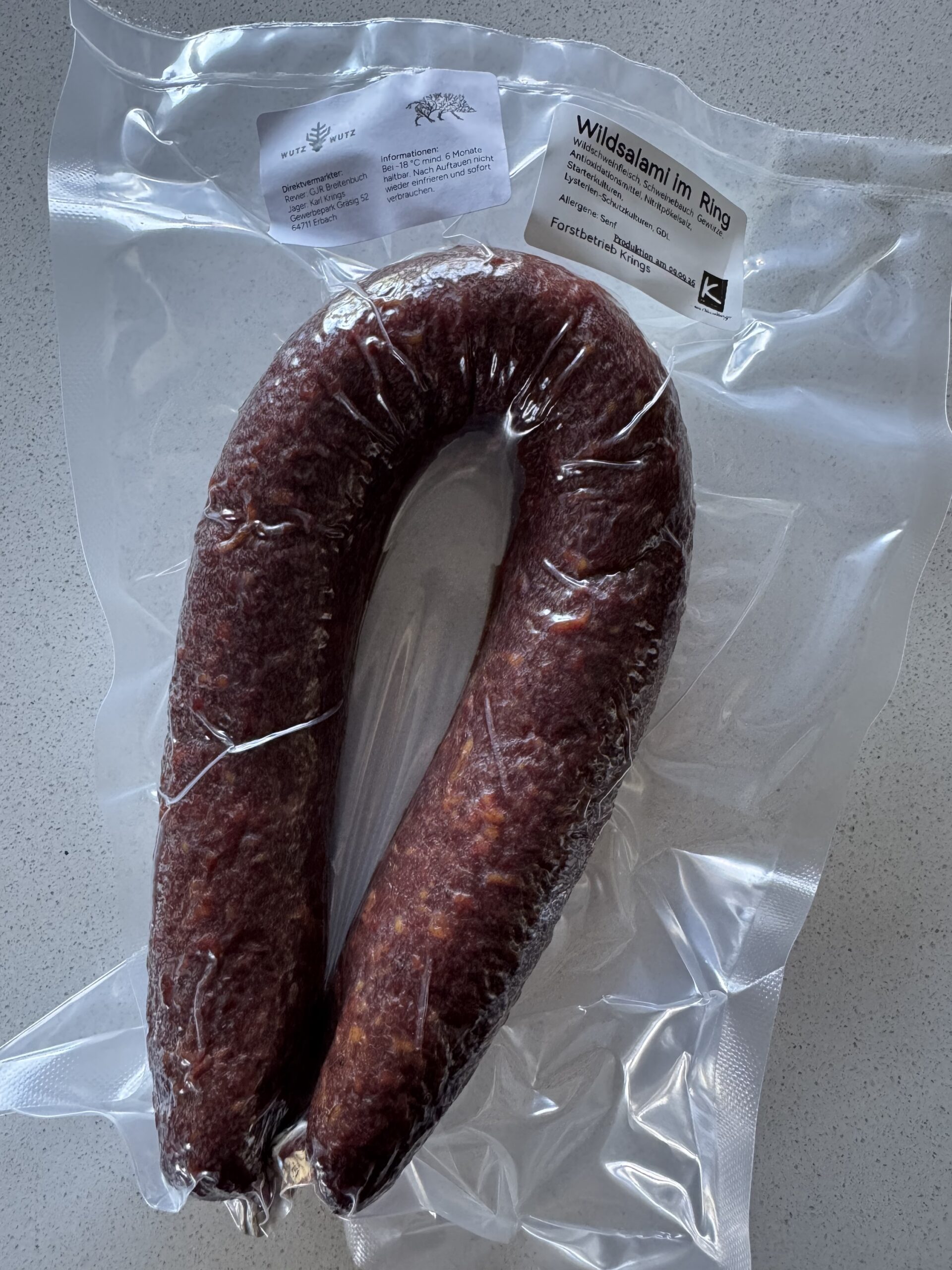 Knoblauchsalami im Ring - ca 300g
